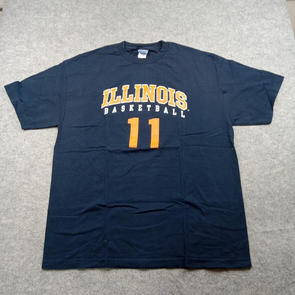 Illinois Fighting Illini Shirt Mens Large NCAA Basketball Number 11 Graphic Vtg